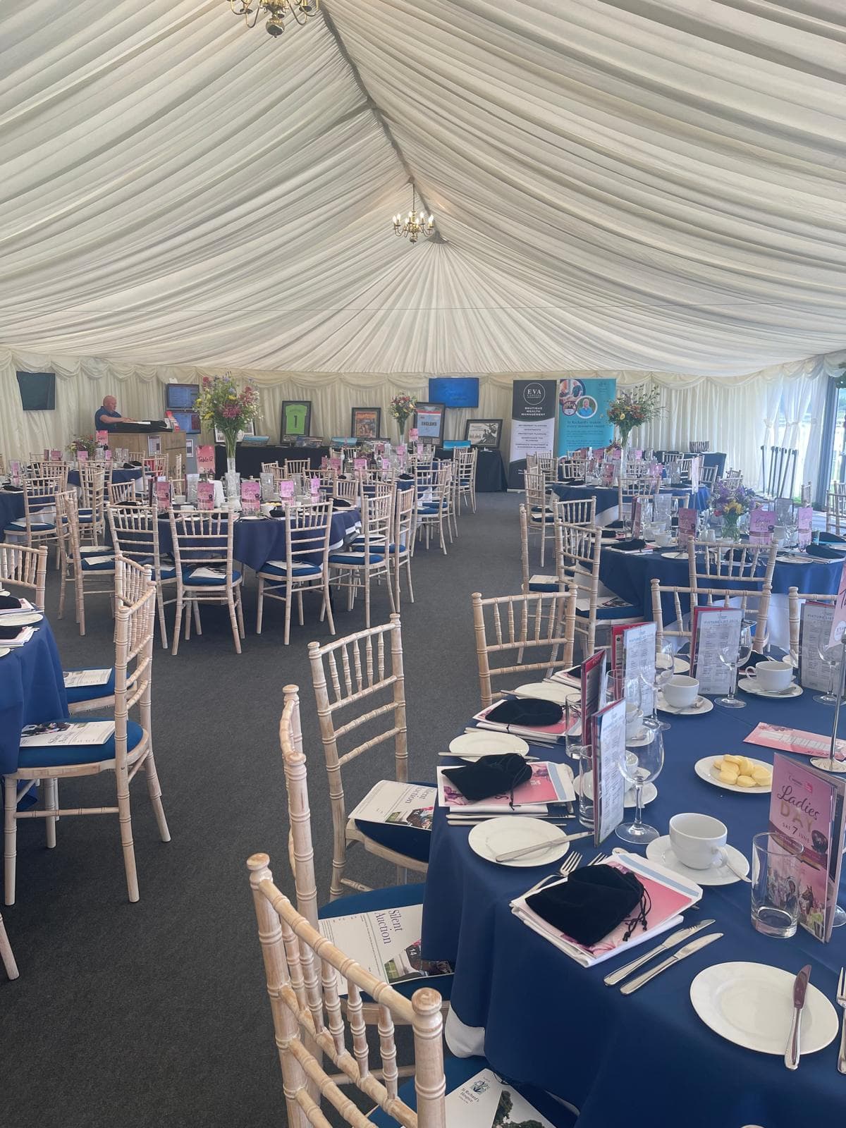 Trackside Marquee perfect for the summer months. Offering views across the racecourse and Worcester Cathedral